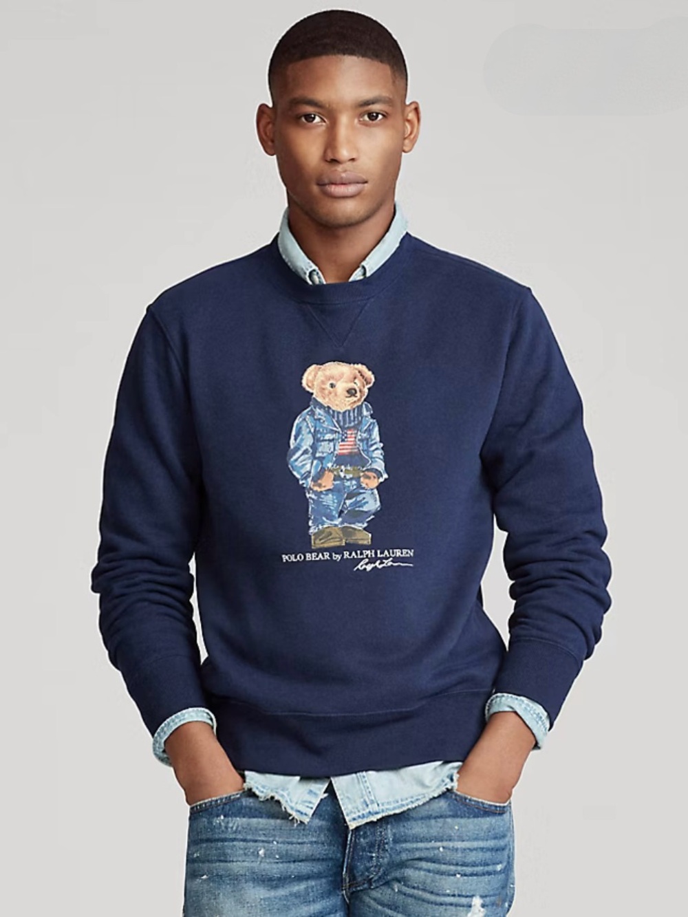 Polo Ralph Lauren Polo Bear Sweatshirt Men M Navy Denim Bear Preppy Crewneck